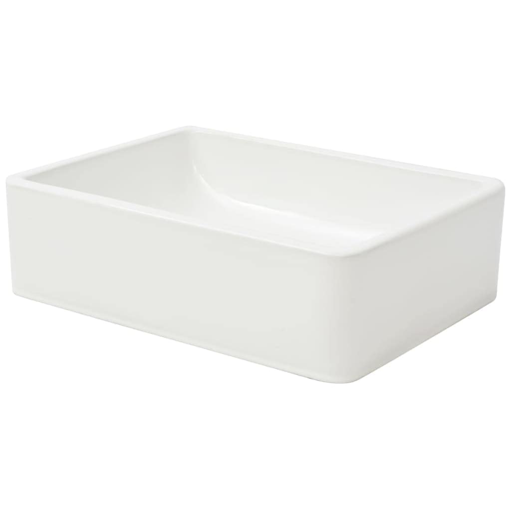 vidaXL Lavabo Cuadrado Moderno Cerámica Blanco Lavamanos Aseo Cuarto de Baño