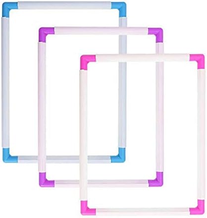3 Size Embroidery Clip Frame,Plastic Sewing Hoop,Square Frame Hoop Embroidery Hoop Cross Stitch DIY Craft Sewing Tools,Cross Stitch Hoop Stand Lap for Embroidery,Quilting, Needlepoint,Silk-Painting