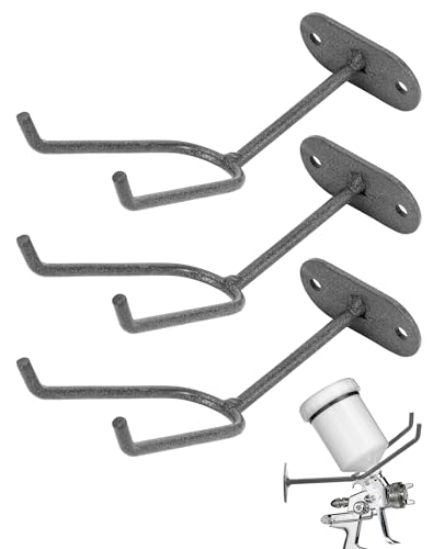 QWORK Heavy Duty Wall Mount Gravity Feed Spray Gun Holder Compatible with Most Paint Spray Guns Ideal for Spray Booths and Workstations 3 Pcs