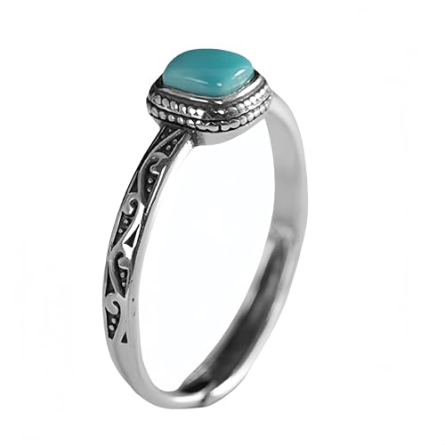 Bague de promesse en argent et turquoise, cadeau d'anniversaire vintage