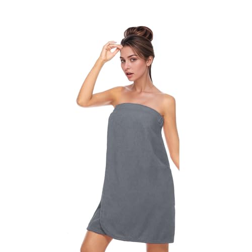 XGOPTS Bademantel Damen Saunakilt Saunatuch mit Klettverschluss Große Saunahandtuch Blau 175 x 85 cm