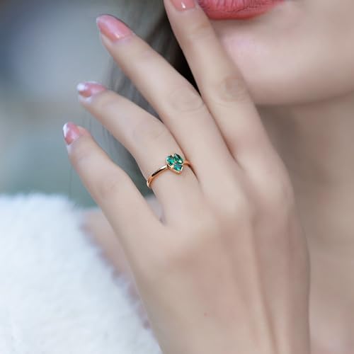 Bague goutte émeraude réglable en argent doré ajustable au doigt