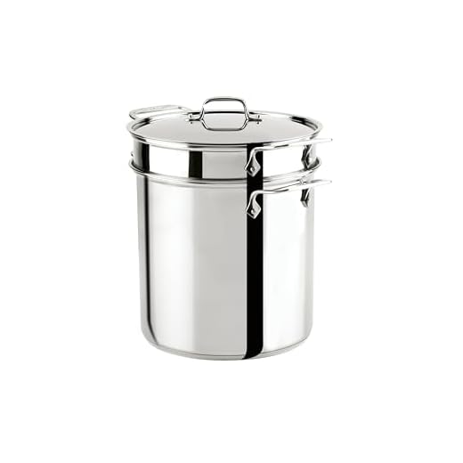 All-Clad E796S364 Specialty Stainless Steel Dishwasher Safe 12-Quart Multi Cooker Cookware Set, 3-Piece with 1 lid, Silver