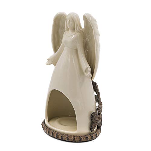 The Lamp Stand Ceramic Angel With Metal Base Tealight Holder By Gg Collection | Textured Bronze Decorative Candle Base | Coffee Table Home Decor #TOP6