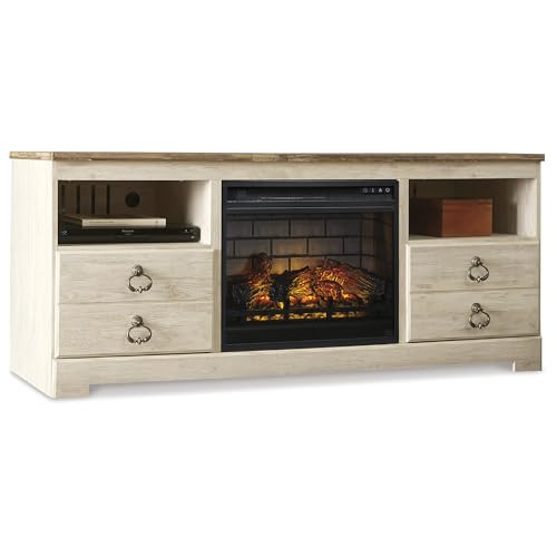 With Electric Fireplace And Led Lights For Tvs Up To 72", Wh