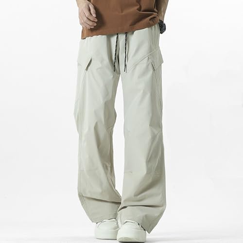 XYXIONGMAO Men's Black Streetwear Loose Multi-Pocket Hip Hop Casual Techwear Cargo Pants Joggers Sweatpants Pleated Overalls4