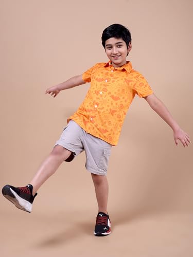 Image of Boys Printed Casual Shirt Short Sleeve Button Down Beach Shirt for Kids