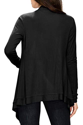 Image of Lock and Love Women's Draped Front Open Asymmetrical Cardigan - Casual Long Sleeve Lightweight Duster
