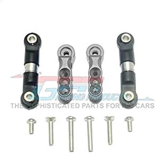 GPM for Traxxas E-Revo VXL 2.0 / E-Revo Brushless Upgrade Parts Aluminum 24T Servo Horn with Stainless Steel Adjustable Tie Rods - 4Pc Set Gray Silver