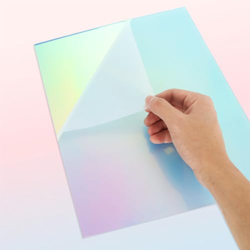 Image of YOUNTHYE 6PCS Acrylic Sheet Rainbow 1 /8 Thick Iridescent Acrylic Sheets 8x12 Colored Translucent Acrylics Sheet Iridescent Radiant Acrylics Panel for DIY Painting, Art Craft