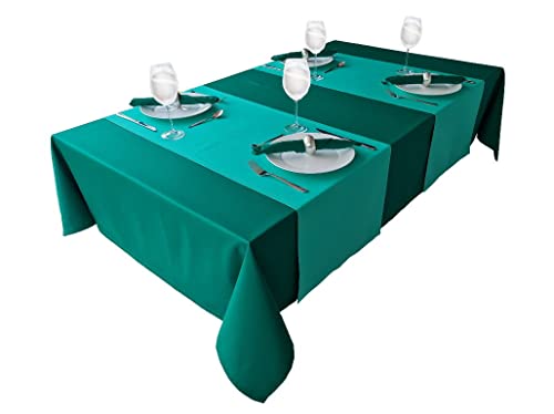 Hochwertige Tischdecke Tischwäsche aus 100% Baumwolle Kollektion Konzept, Farbe & Größe wählbar (Tischdecke - 150x220cm, Tannengrün) – Ansicht 4