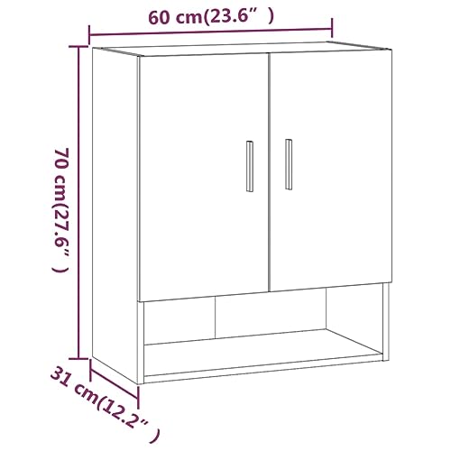 Armario de pared de roble Sonoma de 60 cm con gran almacenamiento y diseño compacto 3
