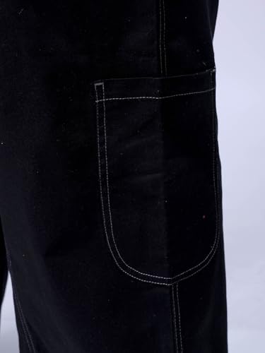Image of The Indian Garage Co Men Loose Wide Leg Solid Mid-Rise Cargo Trousers