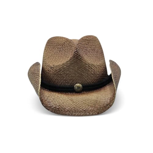 Image of Peter Grimm Straw Round Up Cowboy Hat - Stylish and Versatile Straw Hat for Men and Women - One Size