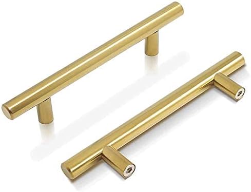 Villa Cabinet Door T-Handles And Pulls, Zinc Alloy, (12Mm X 192Mm X 300Mm, Black / Gold, Set of 10)