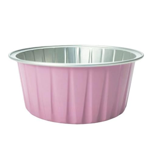 Giwnhvx - Molde para repostería, diseño de pudín de copa de aire, caja de aluminio, de color especial, taza de pastel, cuenco redondo, caja de pastel, color rosa