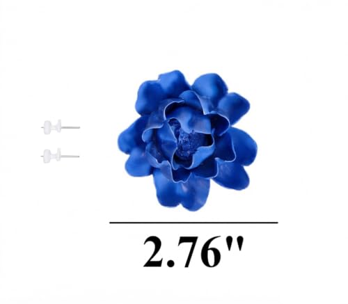 Image of Luoyang Peony,Royal Blue,2.76 inch,Ceramic Flower Wall Art Decor, Artificial Flower Wall Sculpture,Handmade Ceramic Flowers for Home,Hallway,Living Room, Kitchen,Bathroom