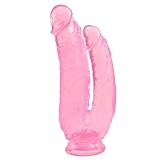 Pink 8.26 Inch Adult Toy for Women Realistic Silicone Double Dick with Strong Suction Cup for Hands-Free Thrusting Play 1t412
