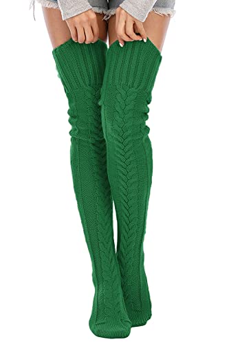 Image of Leoparts Women's Cable Knitted Thigh High Boot Socks Extra Long Winter Stockings Over Knee Leg Warmers
