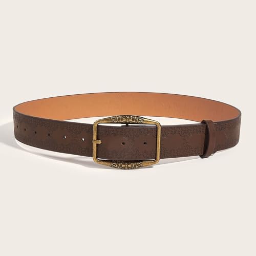 Women's Faux Leather Belt Medieval Groove Belt Buckle Vintage Metal Renaissance Spring Adjustable Belts3