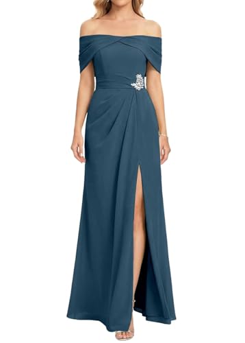 Robe de demoiselle d'honneur longue ligne A pour femme soirée cocktail chic fente