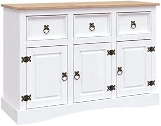 vidaXL Solid Wood Mexican Pine Sideboard Corona Range Home Furniture Living Room Hallway Bedroom Side Drawer Storage Cabinet Cupboard Low Board White