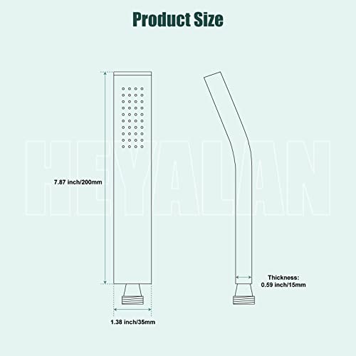 Heyalan Sus304 Stainless Steel Handheld Shower Wand Curved Single Function Polish Chrome Handheld Shower High Pressure Luxury Hand Shower Set High Flow Rectangle Hand Shower Spray #TOP1