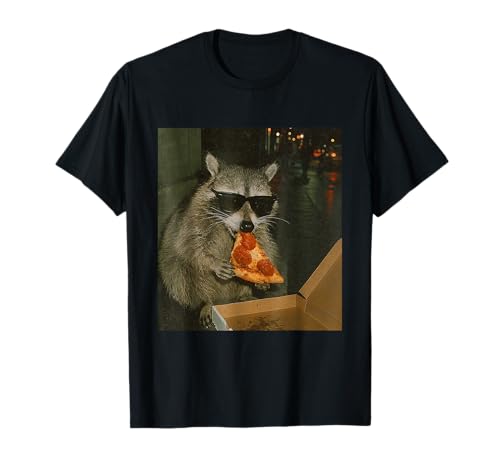 Funny Raccoon Eating Pizza Animal Meme T-Shirt