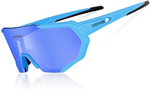 Queshark Polarized Cycling Eyewear with 3 Interchangeable Lenses for Men Women Running Driving Fishing Golf Baseball Glasses Sunglasses