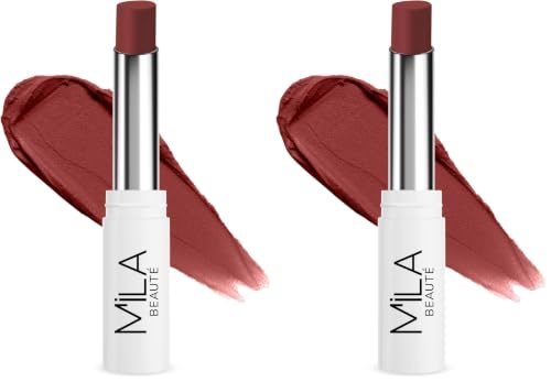 Image of Mila Beaute 24 Hrs Locked In Lips Transfer Proof Lipstick | Enriched With Mango Seed Butter & Hyaluronic Acid | Transfer Proof Formula with Velvety Texture | Smudge Proof & Highly Pigmented | Shade - (Rust Brown, 3.2g)