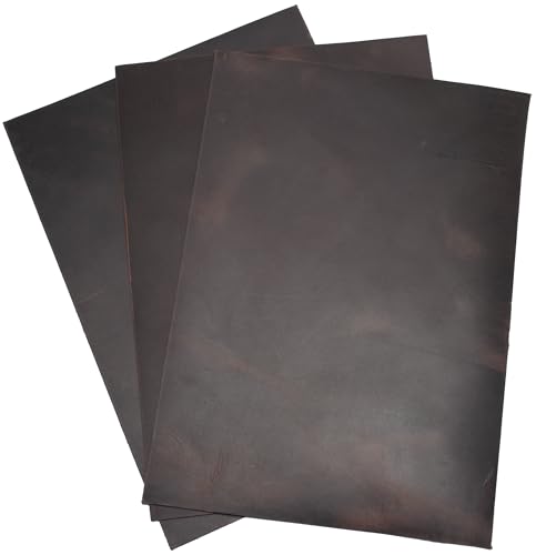 HAPPER STUDIO Rindsleder 1,7mm Stärke Pull-Up Crazy Horse Leder. Echtlederblätter für Basteln. Verschiedene Farbtöne Mix. (Coffee, A4 (210 x 297mm))