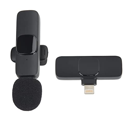 aqxreight Micrófono Lavalier K9 para 2, Micrófono con Clamp/Holder con Reducción de Ruido, Batería de 5 Horas, Alcance de 20 M, Emparejamiento Automático para Teléfono Inteligente, Tableta, PC, (2)