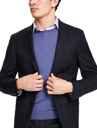 Calvin Klein Mens Slim fit Suit Jacket Blazer 40 L Black Plaid Stretch3