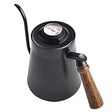 Jonikuper Schwanenhals-Wasserkocher aus Edelstahl mit Thermometer, 650 ml und 850 ml, schmaler Ausguss zum Übergießen der Kaffeekanne für präzise Kontrolle, Schwarz