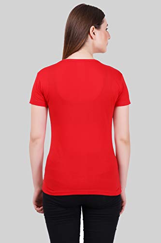 Image of FLEXIMAA Women's Cotton Plain V Neck Half Sleeve T-Shirt