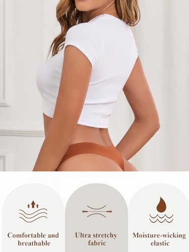 No Show Seamless Thongs for Women V-waisted Stretch Sexy No Line Thong Underwear Breathable Panties 6 Pack4