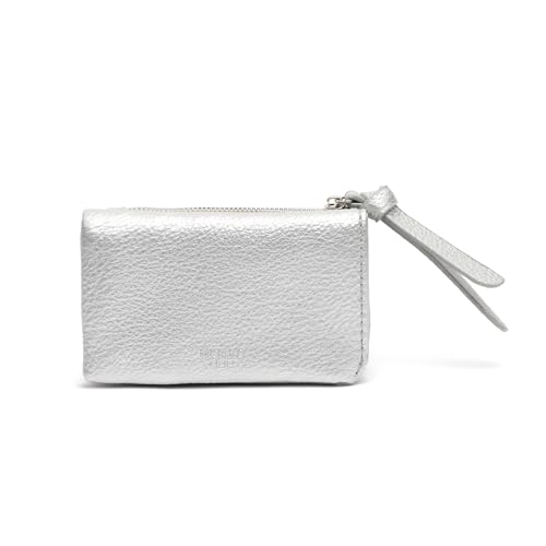 MISAKO Adelina Petit Portefeuille argenté pour femme compact 8x11x3 cm