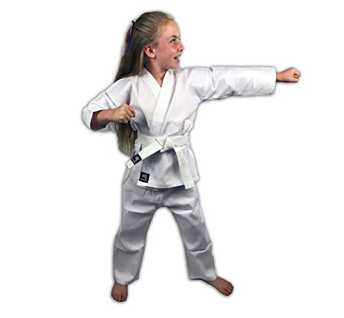 Zephyr Martial Arts Karate Gi Student Uniform with Belt - White - 00