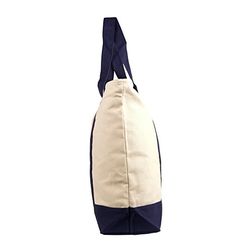 22" x 16" 12 Oz Cotton Canvas Boat, Grocery & Beach Bag (Tote) Natural/Navy4
