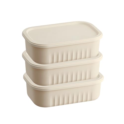 Image of HoopVool Multi Purpose Plastic Storage Bins Stackable Organizer Boxes with Lids, Stackable Crates for Home & Kitchen, items like books, clothes, snacks, toys. (Pack of 3, Small - 24 X 16 X 8 CM)