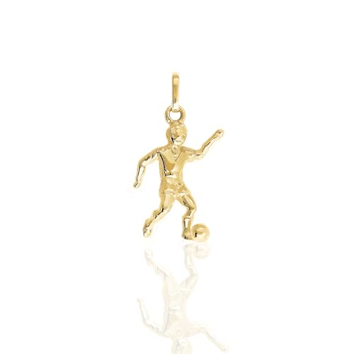 Lucchetta   Colgante de oro amarillo de 14 quilates con balón de fútbol (sin cadena que se vende por separado)   Regalo para jugador, fanático y fanáticos del deporte, Oro amarillo