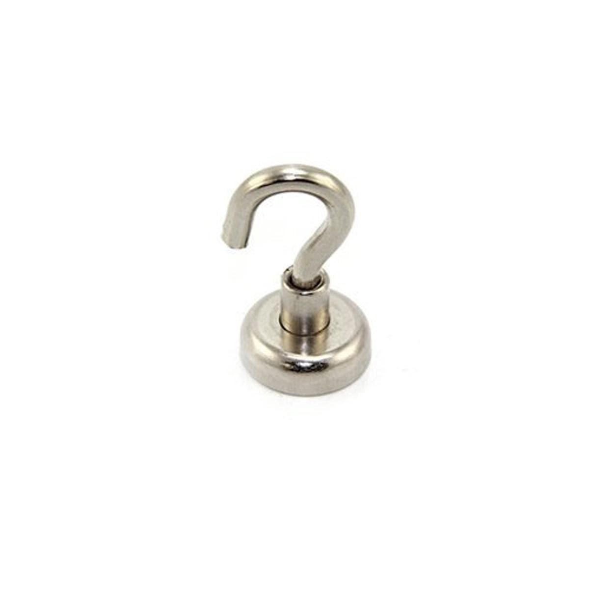 First4magnets Silver Neodymium Clamping Magnet With M4 Hook For Hanging, Holding Or Displaying Items - 16Mm Diameter X 32Mm High - 9.7Kg Pull