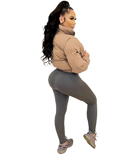 Angsuttc Puffer Jacket Womens Cropped Zip Up Padding Warm Quilted Jackets Winter Coats2