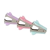 Ljmyy Kleine ergonomische Heftklammerentferner mit 3 Stück für müheloses Entfernen von Dokumenten im Büro, 3 bunte Farbdesigns