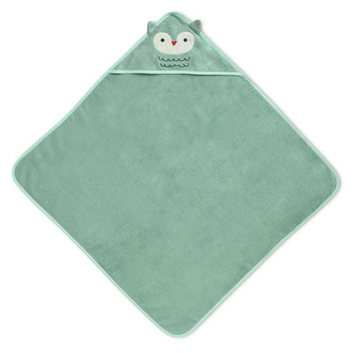 Image of Delta Children Baby /Infant Hooded Bath Towel - Super Soft and Absorbent- Newborn Essential - Ideal Baby Registry /Shower Gift for Boys and Girls, Light Teal Owl