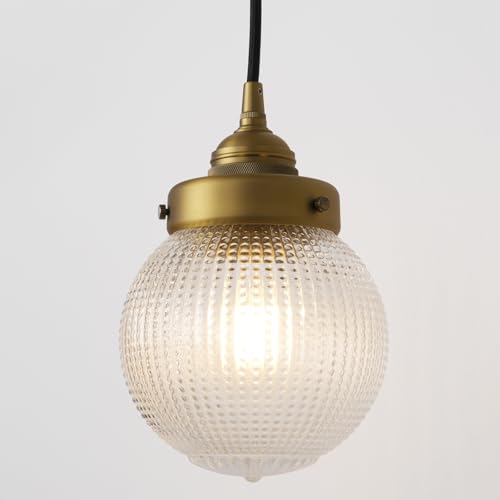 Image of SongCiLT Vintage Ceiling Pendant Light with Clear Ribbed Glass Lampshade