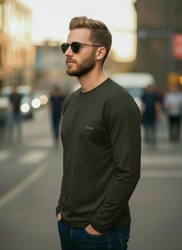 Image of Mack Jonney Men's Black Polyester Dry-Fit Full Sleeve T-Shirt | Stretchable Sports Gym Wear | Lightweight Casual Activewear Tshirt-JMAK-1