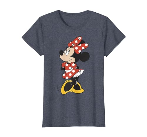 Disney Minnie Mouse classique Minnie Pose graphique T-Shirt, Femme, Bleu Chiné, L