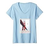 Womens Red Golden Gate Bridge San Fran Instant Camera 35mm Film Old V-Neck T-Shirt