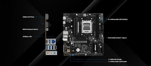ASRock A620AM-X Micro-ATX Motherboard AMD AM5 Socket Supports Ryzen 9000/8000/7000 DDR5 8000+ OC PCIe 4.0 2.5G LAN BIOS Flashback